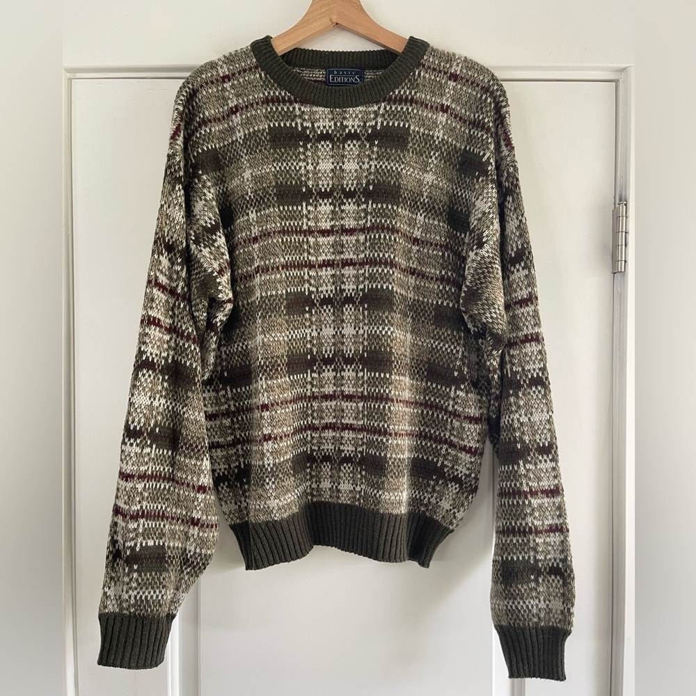 Vintage Basic Editions Green Plaid Sweater - L